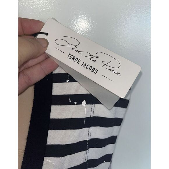 NWT Feel The Piece Terre Jacobs Navy Striped T-shirt Top Paint Accents SZ XS/S - Picture 5 of 9